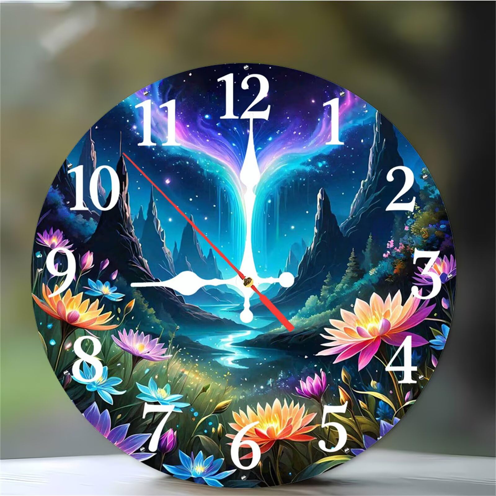 Pendule murale silencieuse avec grands chiffres arabes, horloge de cuisine 30cm facile à lire