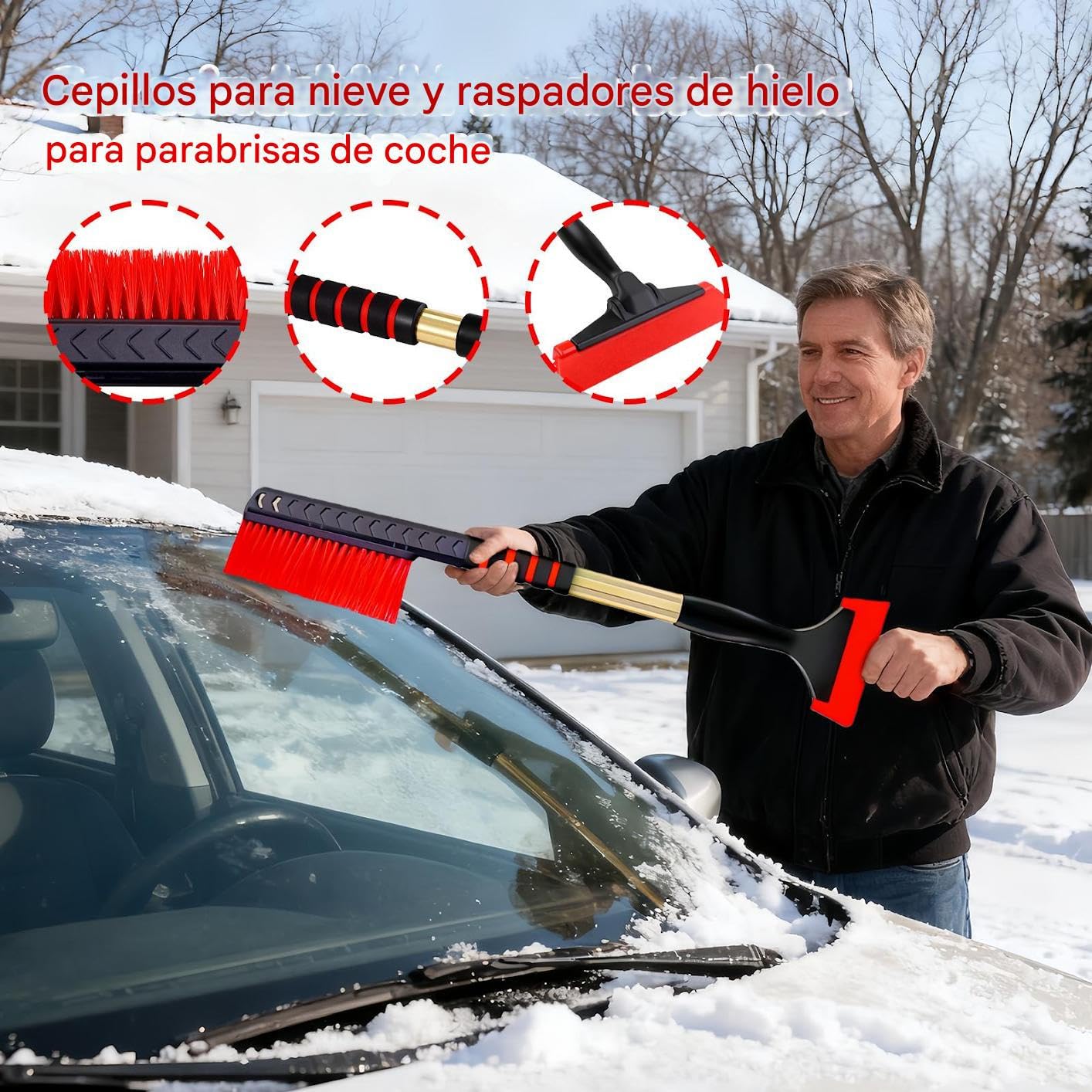 Cepillo De Nieve Para Coche Empuñadura Ergonómica de Espuma Extensible