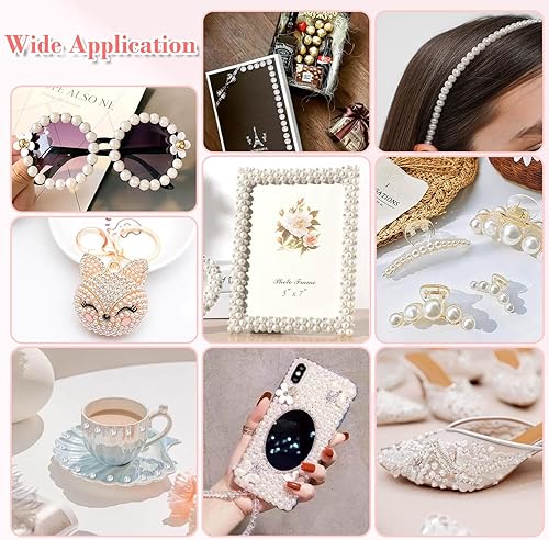 Miniatura 4 de shynek - 1980 calcomanías autoadhesivas de perlas, perlas para el cabello, cara, maquillaje, ojos, uñas, manualidades, varios tamaños (blanco marfil)