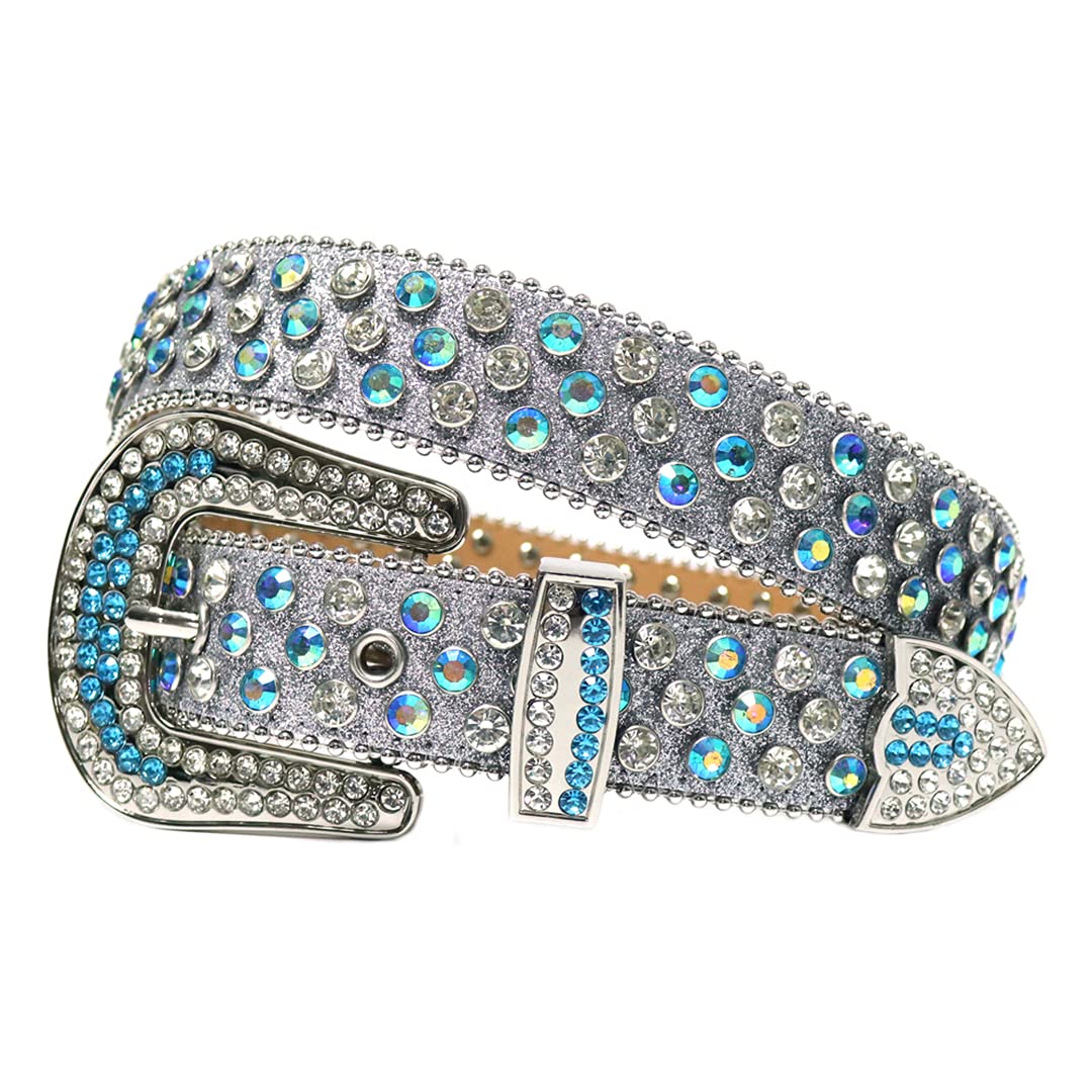 Moda Western Bling kryształ górski pasek kolorowy diament luksusowy sznurek z ćwiekami pasek damski męski do dżinsów szary niebieski 122 cm