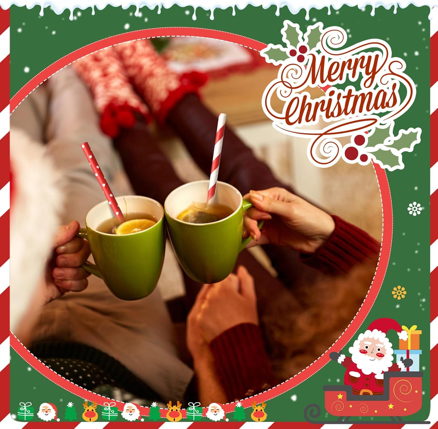 Jutom 1000 Pcs Christmas Paper Straws 4 Styles Disposable Red and White Paper Drinking Straws Stripe Bicolor Stripe Dot Mix for Christmas Supplies and Party Favors - Image 7