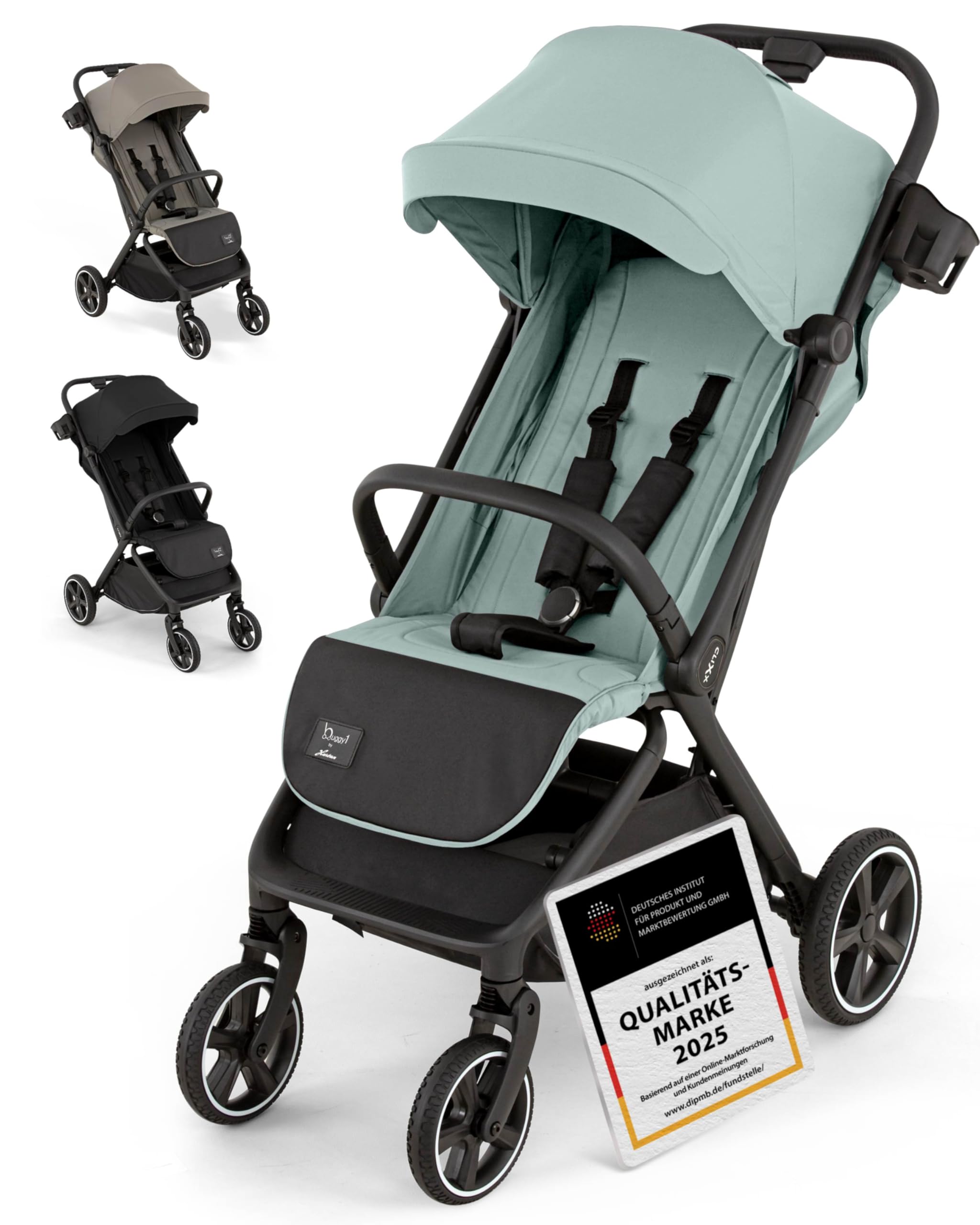 Hartan Clixx Buggy Kinderwagen – Reisebuggy ab 6 Monate, klein zusammenklappbar, höhenverstellbar, mit Sonnen- & Regenschutz, ideal für unterwegs (Mint)