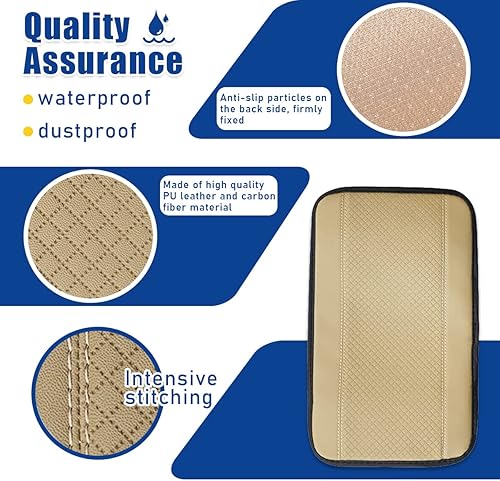 Miniatura 3 de Ziciner Cojín de cuero para consola central de automóvil, cómodo protector impermeable para caja de asiento, accesorios de protección interior de