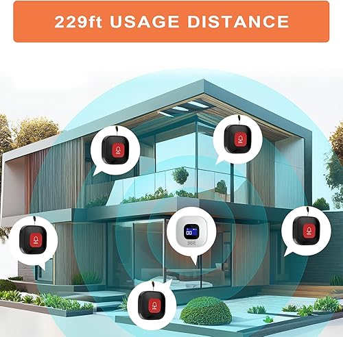 Miniatura 6 de Localizador inalámbrico para cuidadores con sistema de llamada inteligente y botones de llamada para monitoreo de ancianos, sistema de alerta de