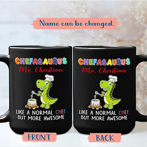 Vista 93 de Taza de café negra personalizada con nombre «A Truly Great Chef Is Hard To Find con nombre», taza de café personalizada para gran chef de 11 onzas