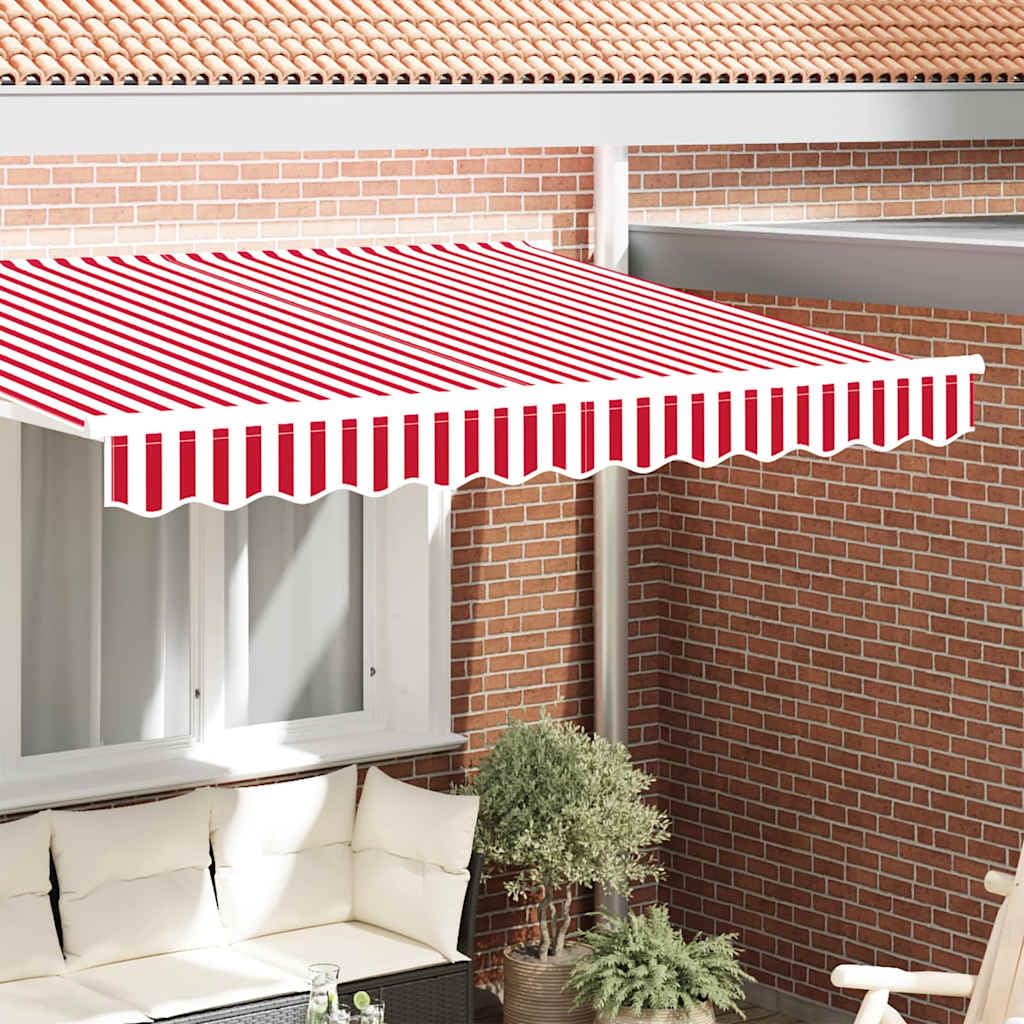 Markisenschürzen Ersatz Rot Weiß aus Polyester 2,5 m für Markisenrahmen wetterfest wasserabweisend UV-beständig Sonnenschutz Balkon Garten Terrasse Outdoor