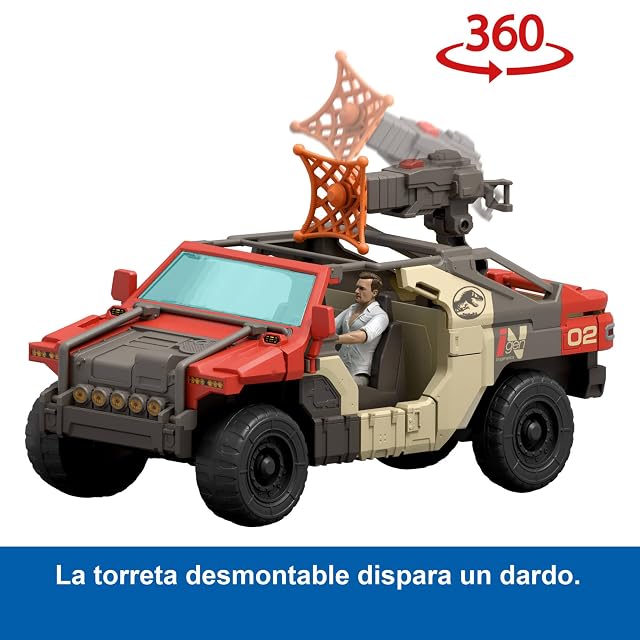 Foto 4 de 6 de Mattel Jurassic World El Renacer Vehículo Persecución y captura con un humano y un dinosaurio