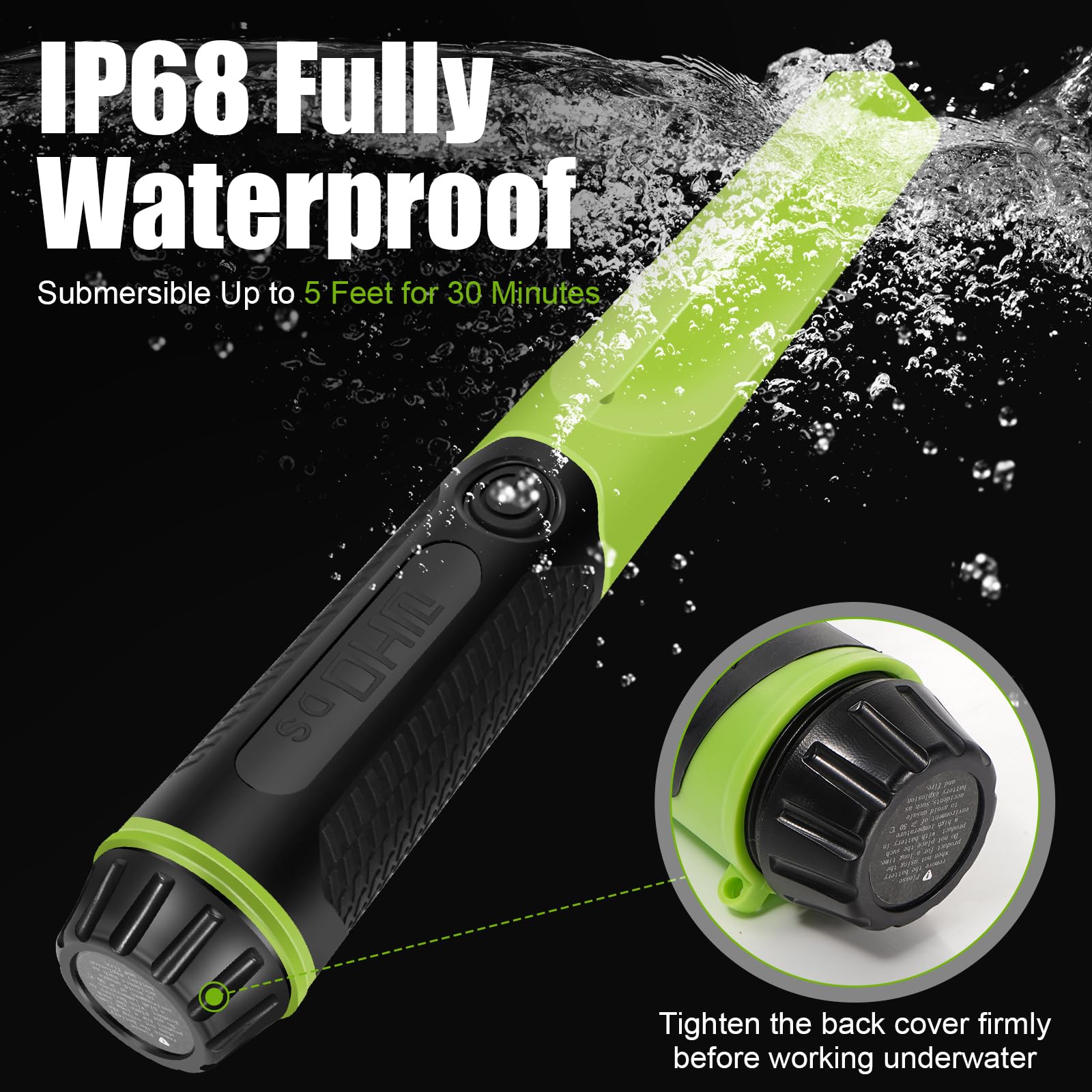 Pinpointer detector de metales, varita detector de metales profesional de mano con profundidad de detección de 10 pulgadas, 9 modos, sensibilidad ajustable, IP68 totalmente impermeable