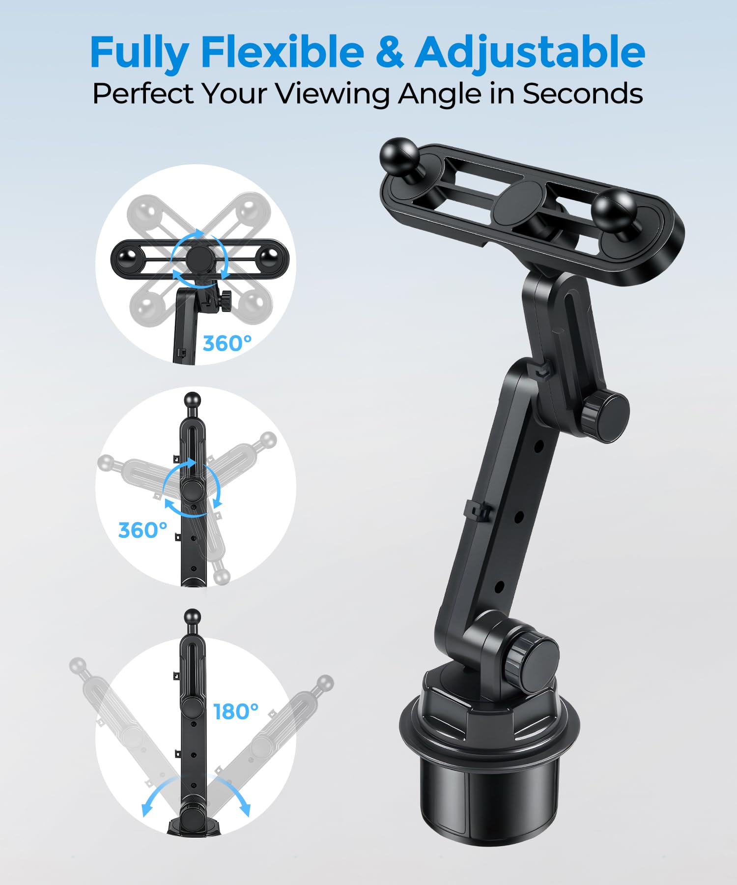 Soporte de teléfono de doble taza para coche, soporte de taza, sostiene 2 teléfonos simultáneamente, soporte universal imprescindible para coche, compatible con iPhone/Samsung/Motorola