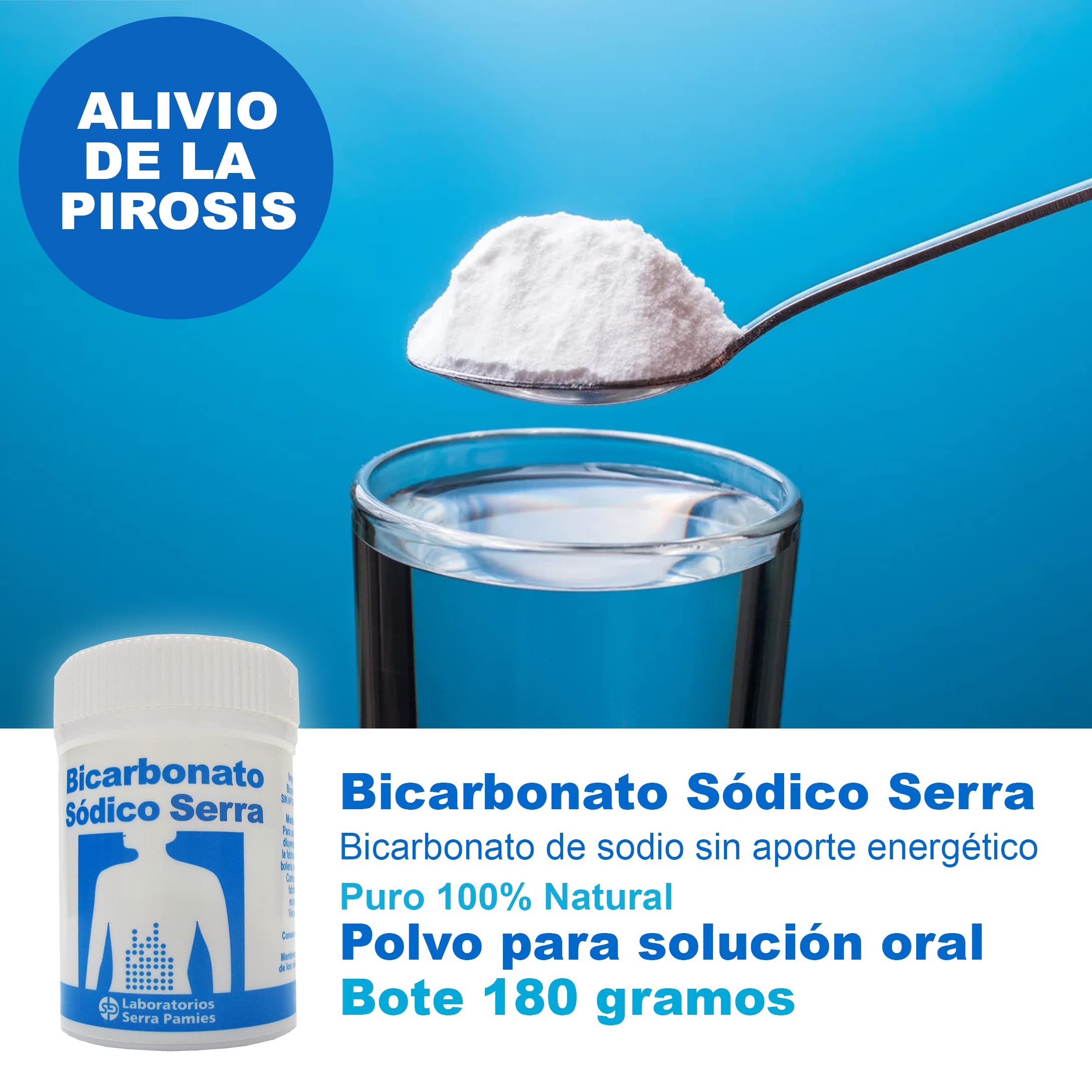 Bicarbonato Sódico Serra Pack 4 | Bicarbonato de sodio alimenticio | 180 gramos bicarbonato puro 100% Natural | 720 gramos total 4 botes