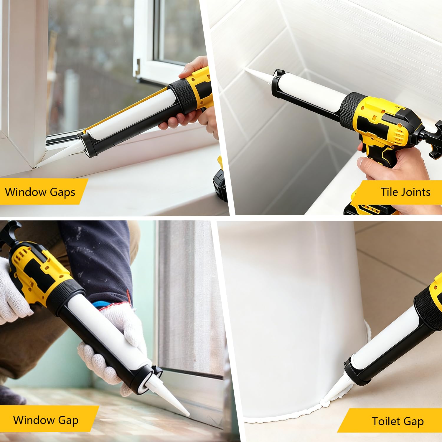 Pistola de calafateo inalámbrica compatible con batería Dewalt de 21 V, pistola selladora de silicona con luz LED y 6 velocidades ajustables, pistola de calafateo eléctrica antigoteo para llenado y