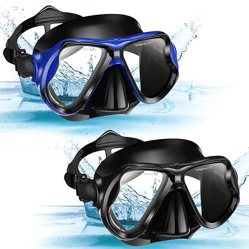Paquete de 2 máscaras de buceo para adultos, máscara de esnórquel de visión clara con cubierta de nariz, máscara de natación antivaho, gafas de