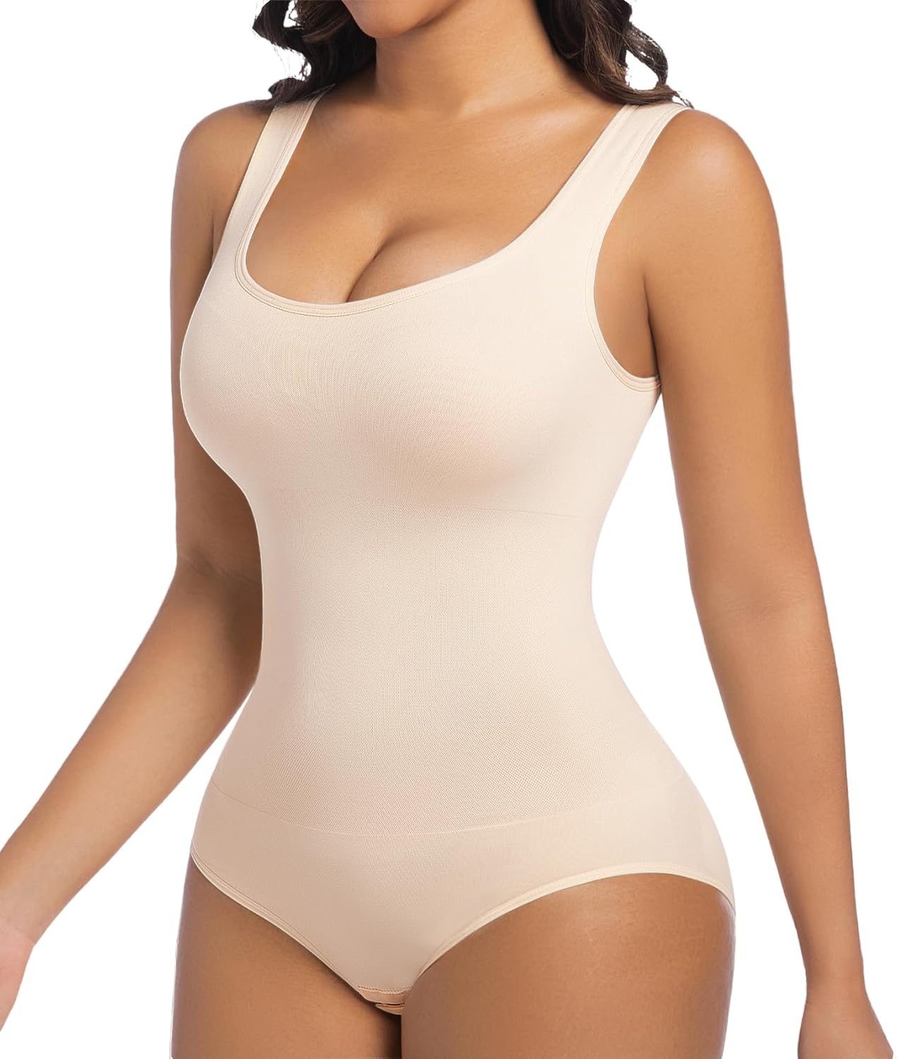 ONEW Shapewear Bodysuits Tummy Control Body Shaper Seamless Waist Trainer for Women Scoop Neck Going out Tops