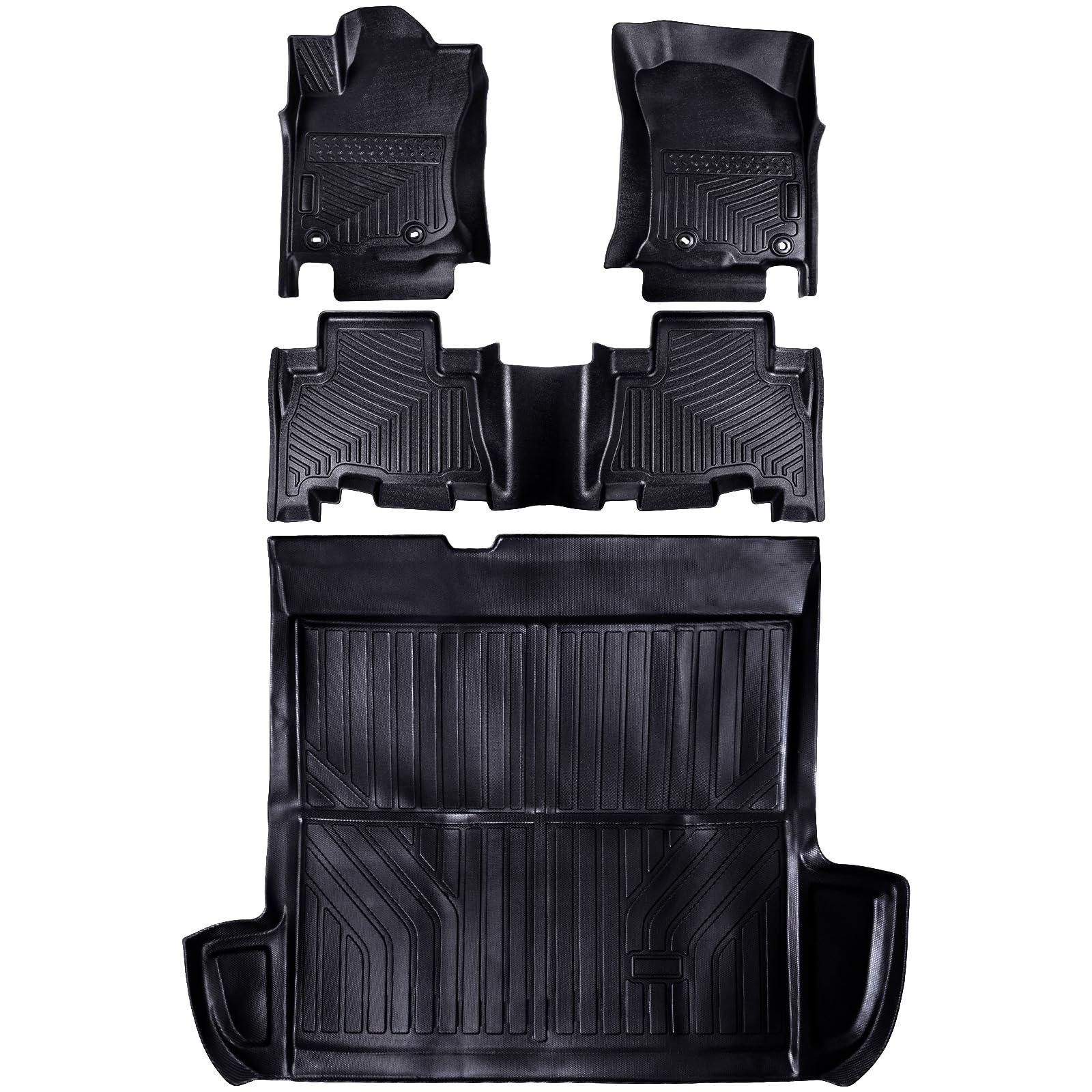 Photo 1 of MuHize Upgrade 4Runner Floor Mats - Custom Fit Floor and Cargo Mats for 2013-2022 Toyota 4Runner, Waterproof TPE Car Mats with Cargo Liners Black Cargo Mat