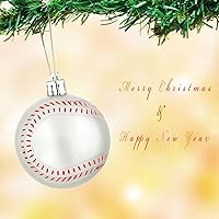 Vista 3 de Zhanmai Adornos navideños de béisbol y sóftbol de 2.4 pulgadas, de plástico, grandes colgantes para decoración de árbol, tema deportivo clásico