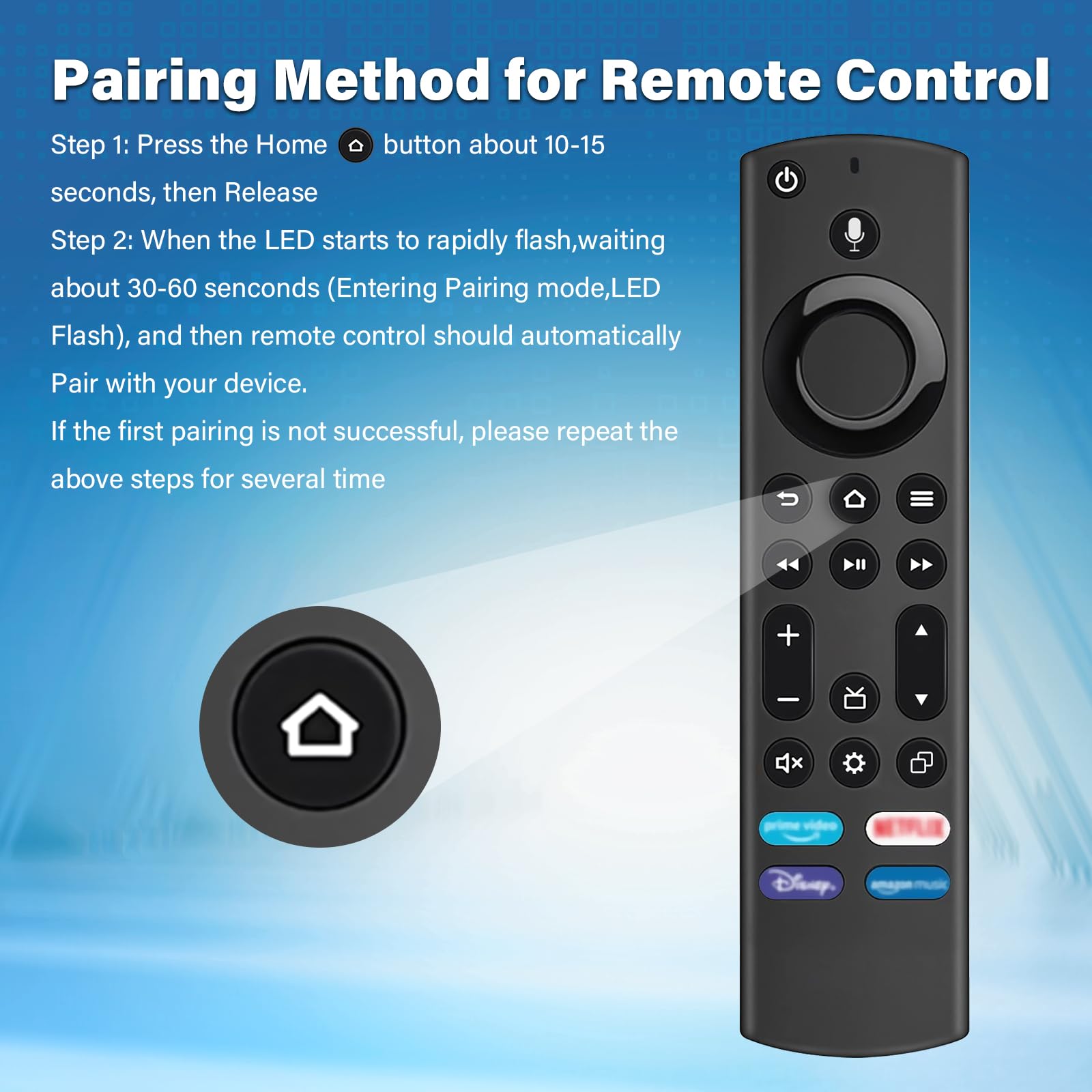 Pixelure Telecomando di ricambio vocale (4° gen), telecomando di ricambio con funzione vocale, adatto per Smart TV Stick 2nd Gen & 3rd Gen, adatto per Smart TV Cube 1st Gen & 2nd Gen