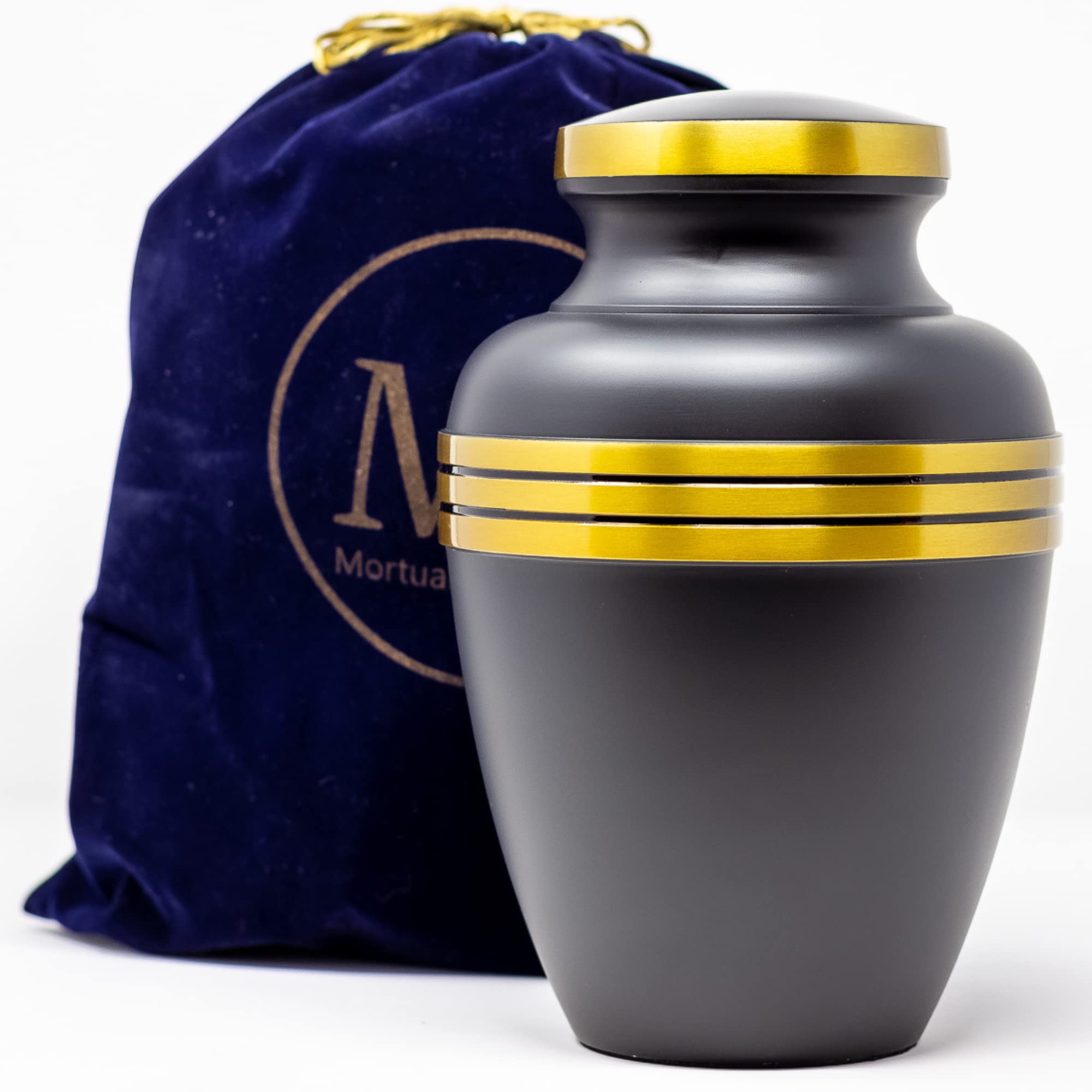 Cremation Urn for Ashes for Women and Men - Funeral Urn for Human Ashes Adult Female and Male - Decorative Burial Urns - Large Black and Gold Urn