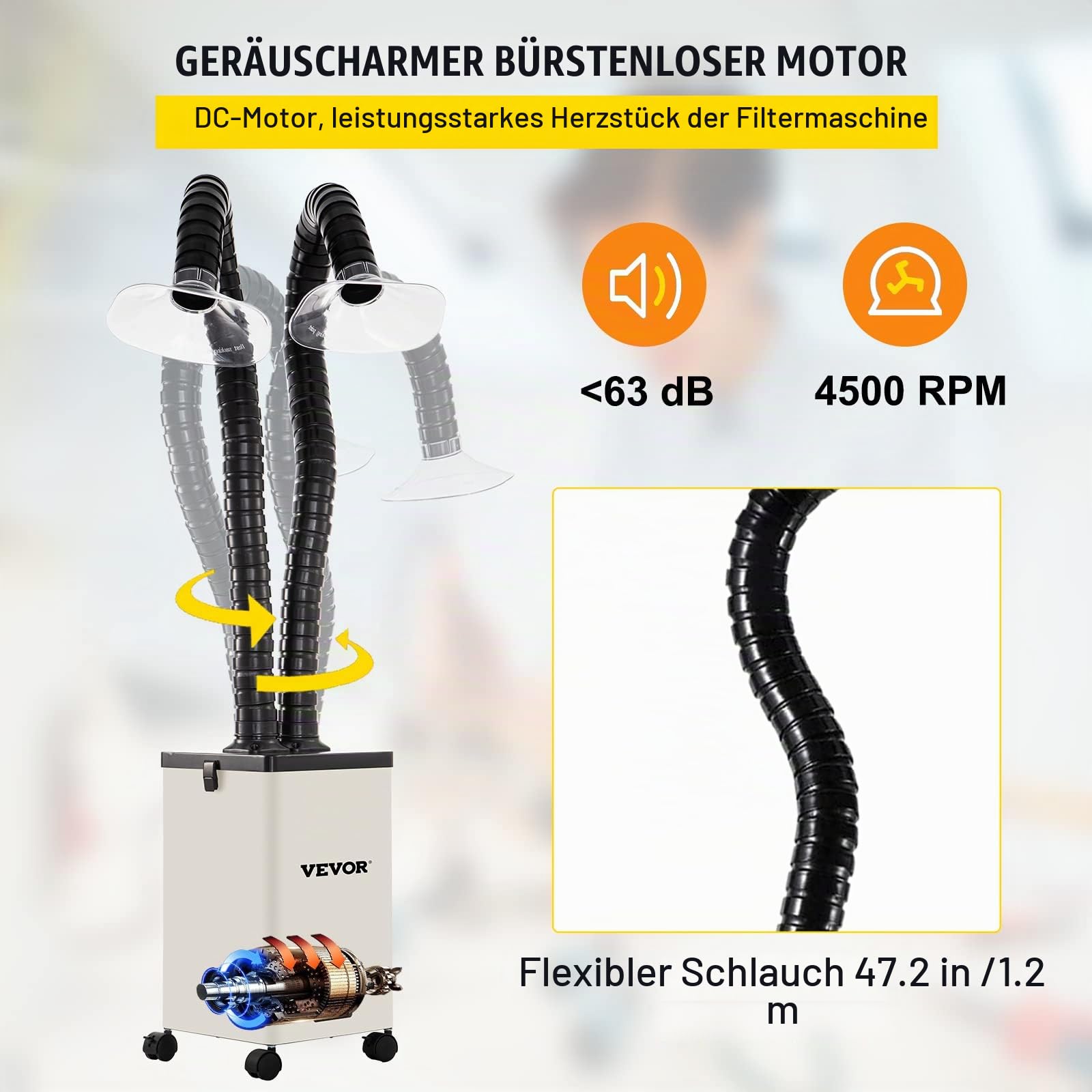 VEVOR Lötrauchabsaugung 150 W Absauger Luftfilter Ventilator Lötdraht Industrie Rauchabzugsfilter für Lötstation Kleine Werkbank 220 V