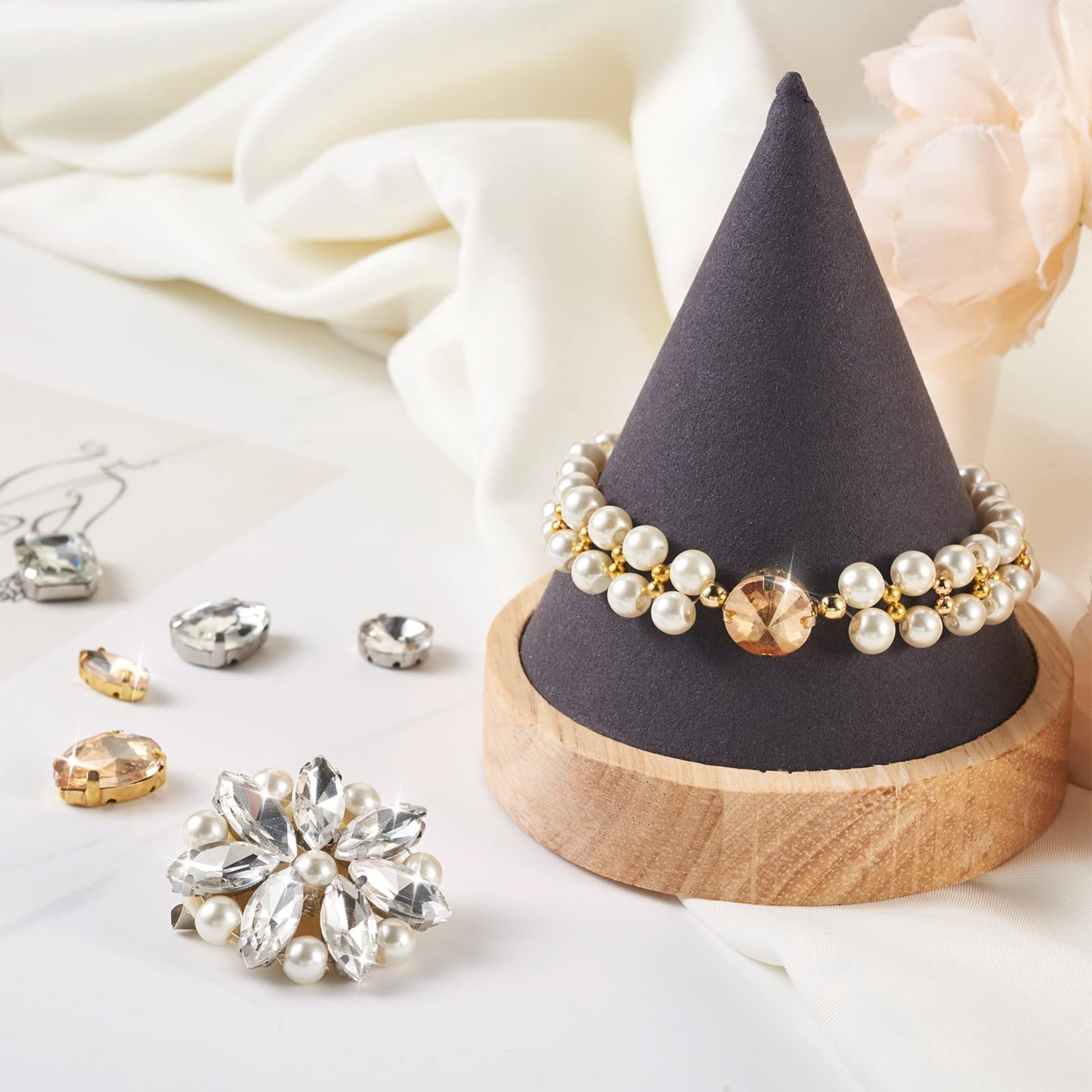 Amazon | Beadthoven 縫い付け ラインストーン 台座付き 約100個