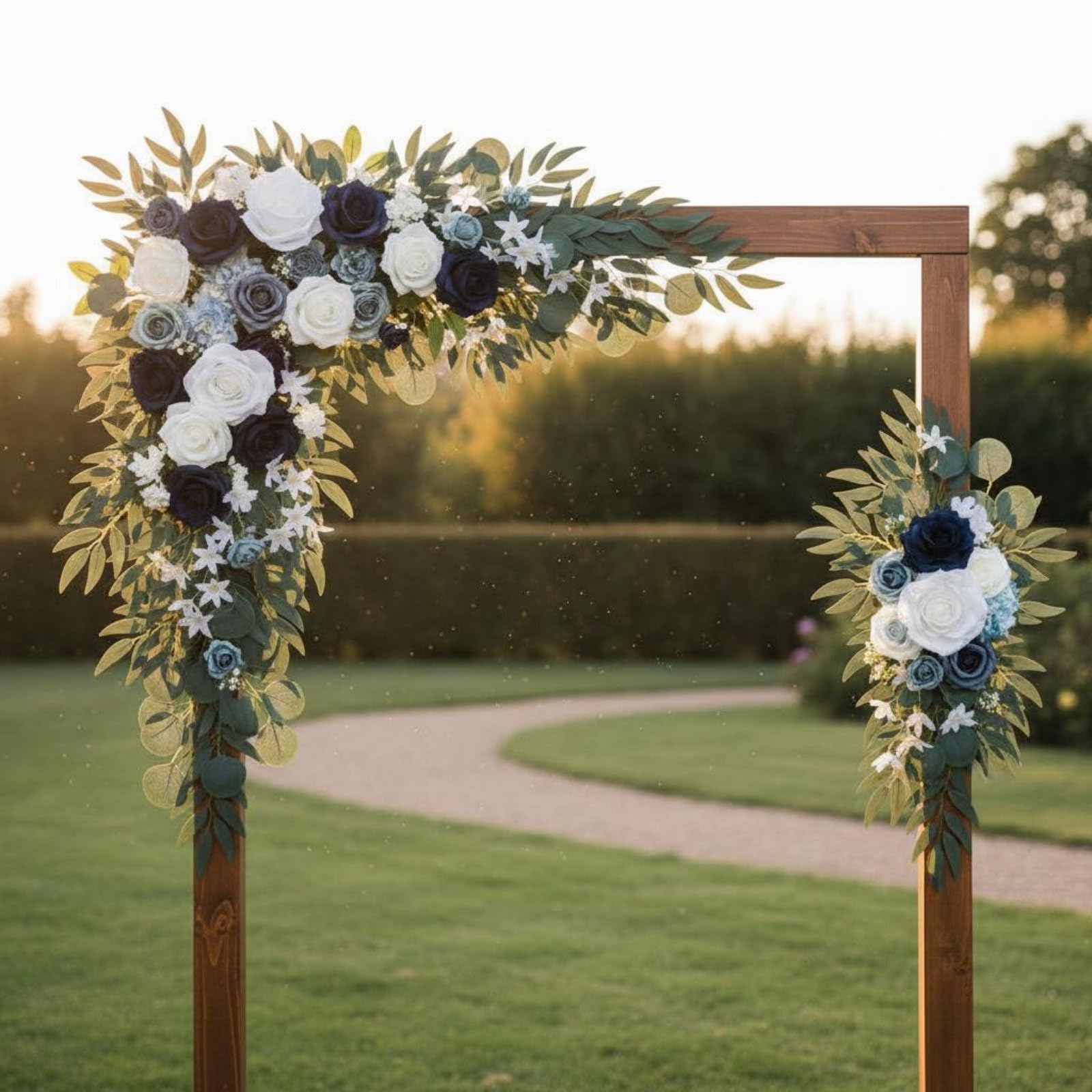 2 Pezzi Decorazione Floreale per Arco con Composizione di Seta E Foglie Artificiali per Cerimonia all Aperto per Tavolo E Ornamento per Giardino