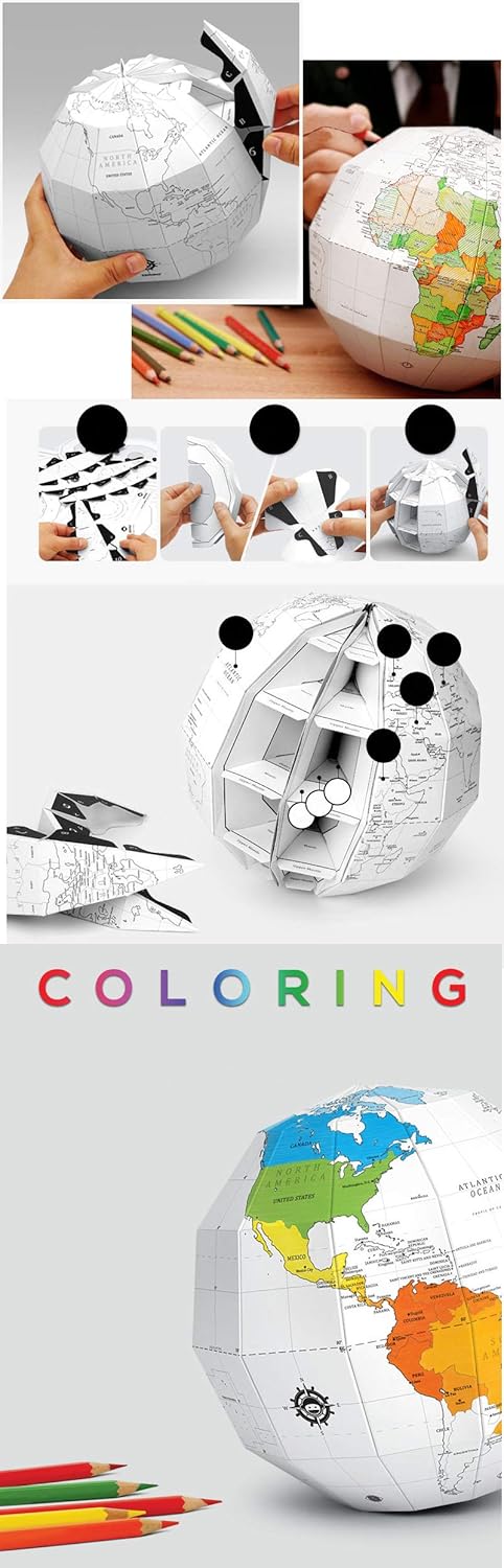 For Fun Easy DIY Assembly 3D Paper Coloring Globe (an Interesting Learning)