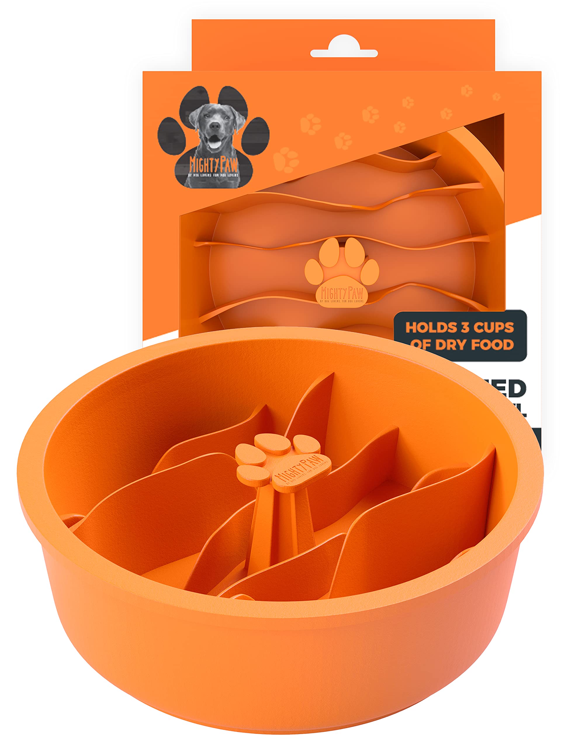 Mighty Paw Slow Feeder Dog Bowls | Interactive Dog Bowl Slow Feeder - Silicone Dog Puzzle Feeder Insert - Dog & Cat Slow Feeder Bowl - Medium Dog Slow Feeder Bowl for All Sized Breeds! (7" x 2")
