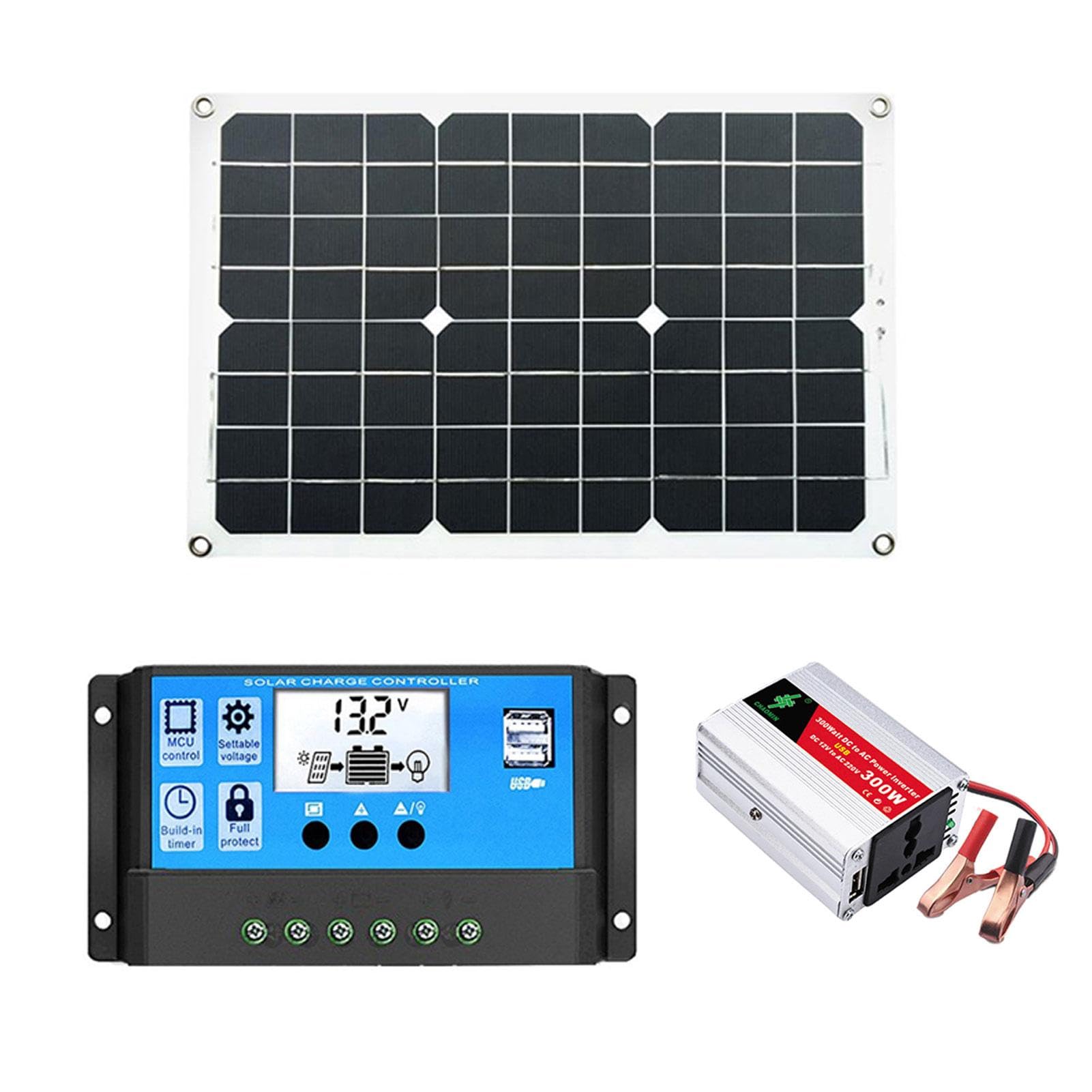 Kit Pannello Di Energia Solare - Regolatore Di Carica Solare Con Pannello | Solare Da 18 W | Inverter Di Corrente Portatile Da 300W, Inverter Combinato Serie Solare CM300L, Pannello Solare Controller