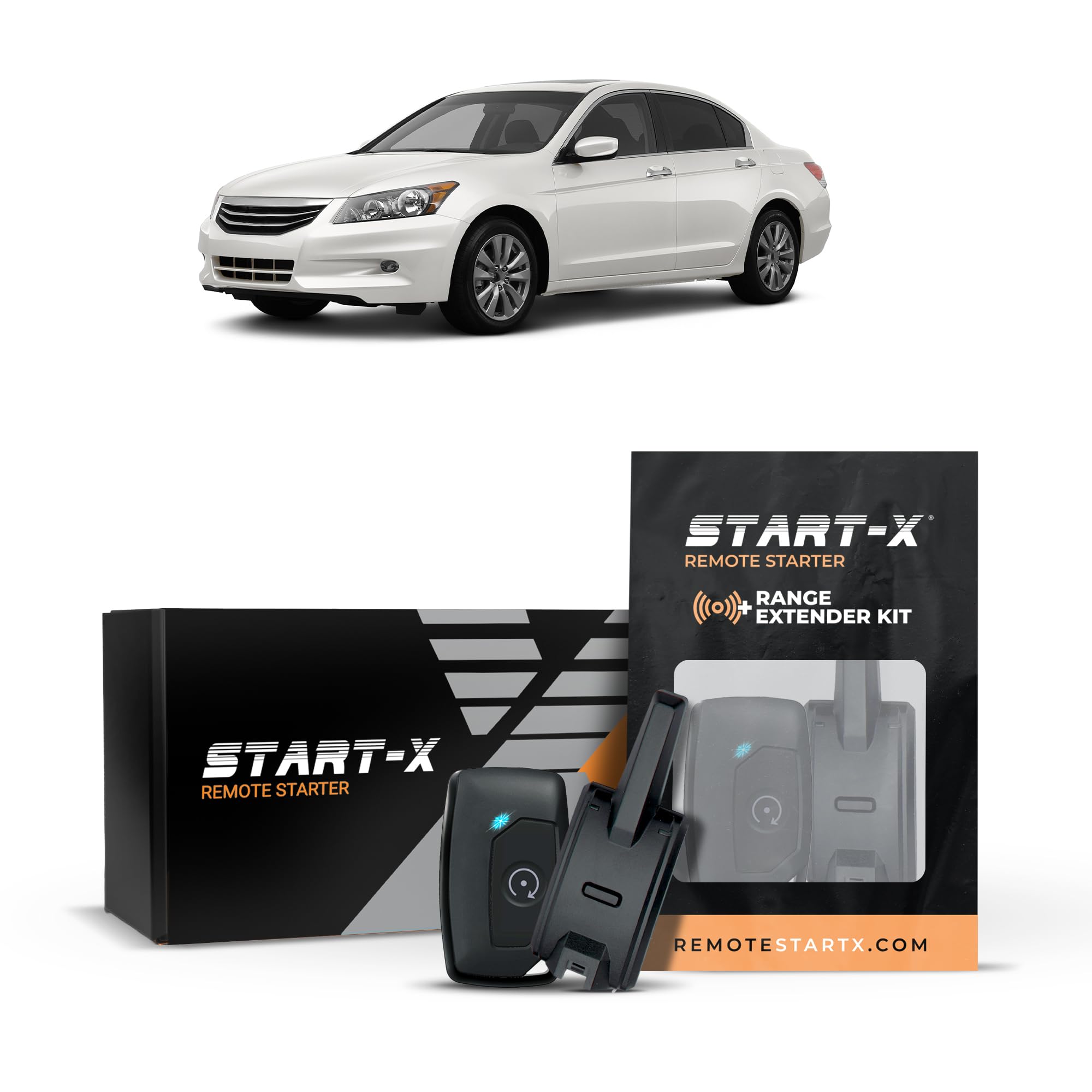 Start-X Remote Starter Kit + 3000ft 2 Way Range Extender for Honda Accord (2008, 2009, 2010, 2011, 2012) Vehicles with Key Ignition