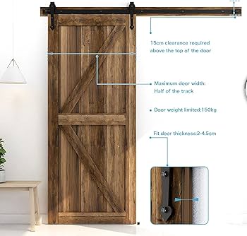Amazon | CCJH 5FT/1.52m レトロスチール引き戸 レール吊り