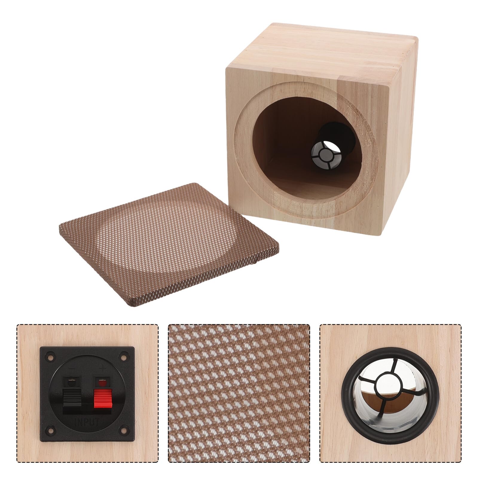 Cassa Subwoofer Veicolare 5 Pollici in Legno Beige per Audio | Box per Altoparlanti, Compatibile Subwoofer e Casse Audio, Uso in Auto o Casa