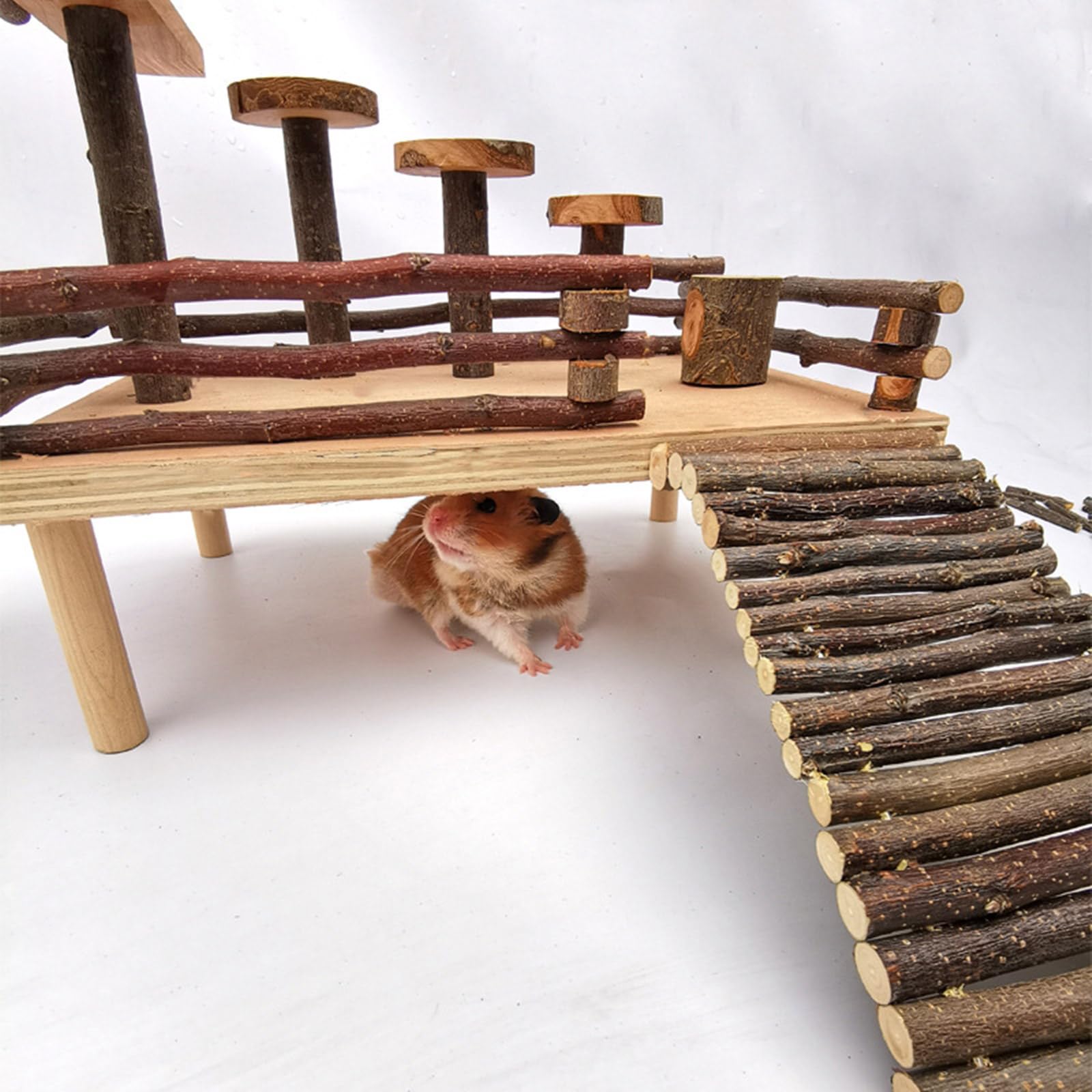 Hamsterkäfig Leiter Spielzeug für kleine Haustiere Holz Plattform Eichhörnchen Käfig Spielzeug Zubehör Kleintiere Kletterspielzeug