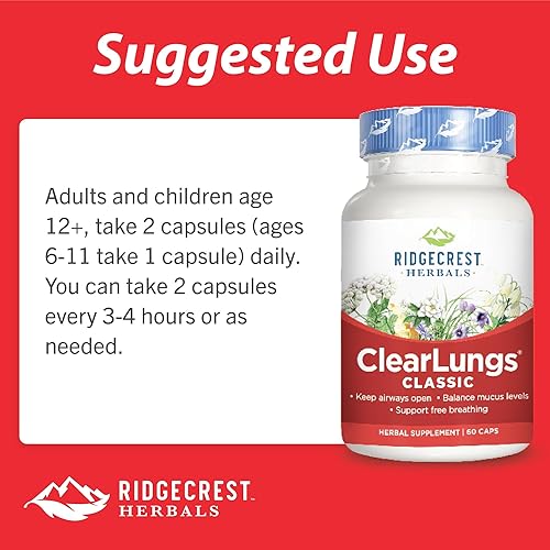 Miniatura 7 de Ridgecrest Herbal Clearlungs Classic Red Label - 60 cápsulas (paquete de 3)