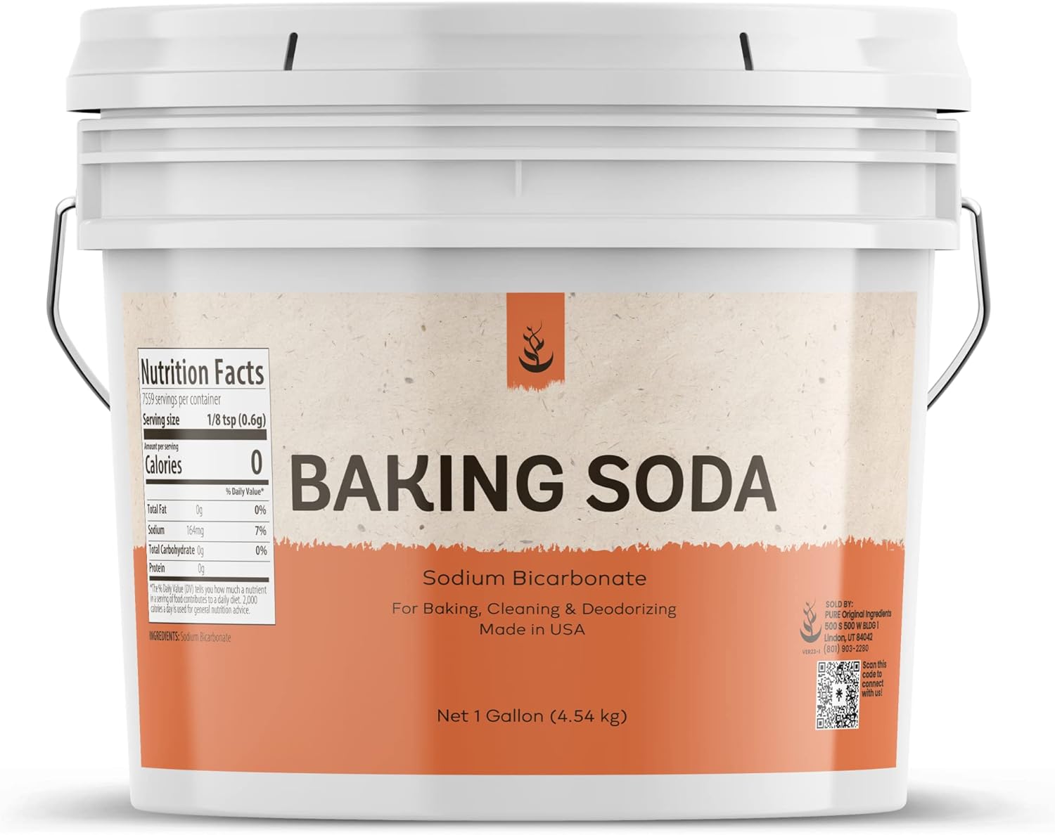 PURE ORIGINAL INGREDIENTS Washing Soda & Baking Soda Bundle (1 Gallon Buckets), Cleaning, Baking, Fine Powders