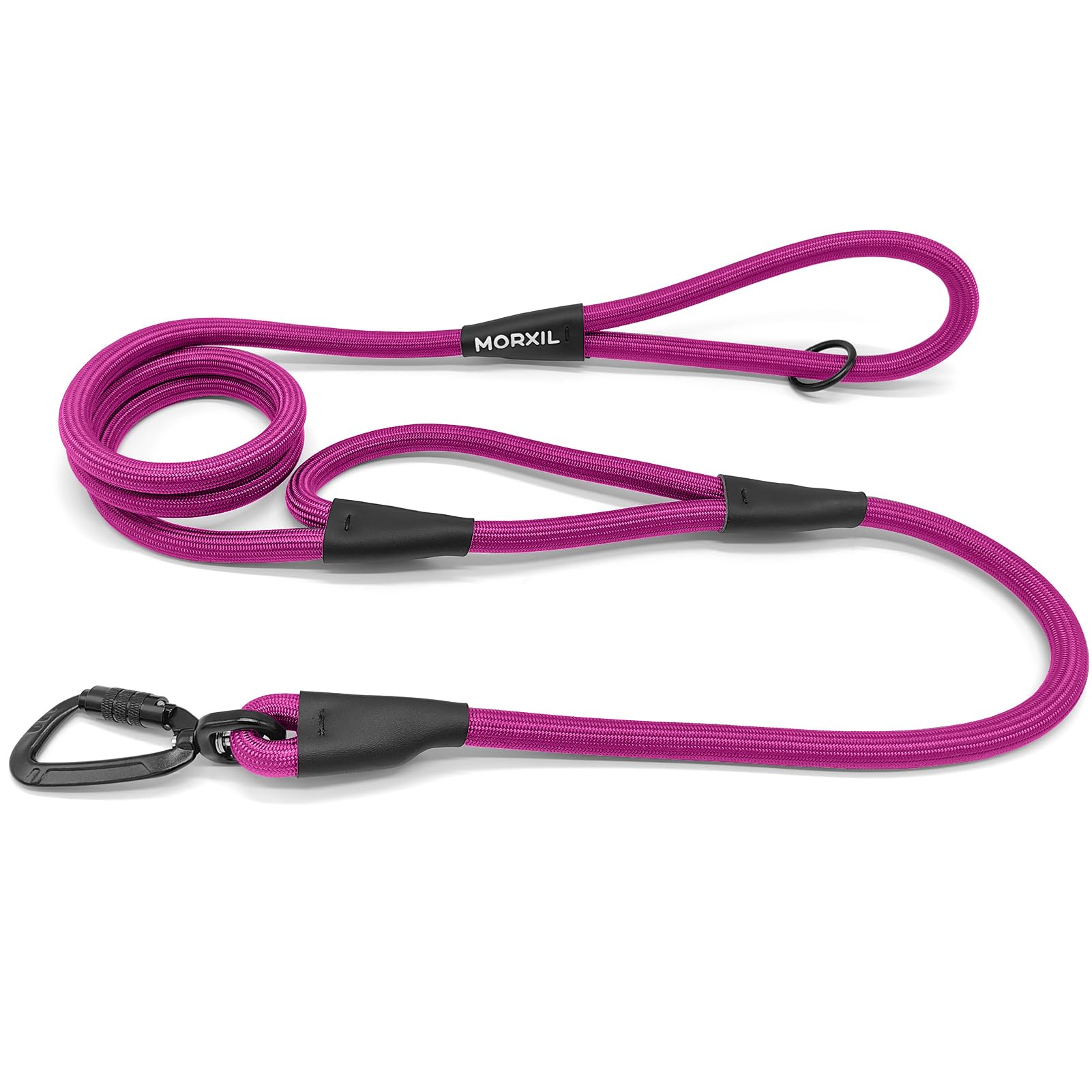 Laisse en nylon pour petit chien de 1.8m robuste avec attaches en aluminium et double prise
