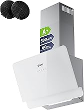 Ciarra CBCS6765C Clase A+ Campana de Pared Inclinada 60 cm 580 m³/h - 3 Velocidades - Modo Reciclaje o Evacuación - Filtro de Carbón CBCF055 Incluido - Control Táctil - Panel de Cristal