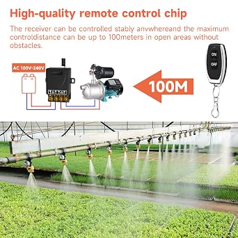 AC 220V/230V/240V 100m 30A High Performance Radio Remote Light Switch, Outdoor Light Switch, Radio Remote Control Switch, for Water Pump, Lighting (100m 2V1 AC 100V-240V)