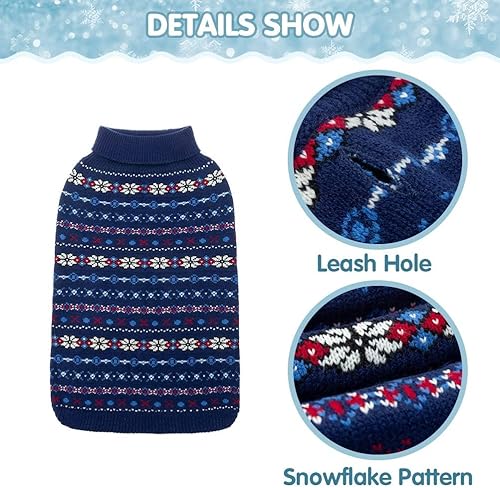 Miniatura 3 de BINGPET Dog Sweaters for Large Dogs,Winter Dog Sweater Warm Clothes Boys Girls with Leash Hole,Classic Snowflake Doggy Knitwear Clothes,Ideal Gift