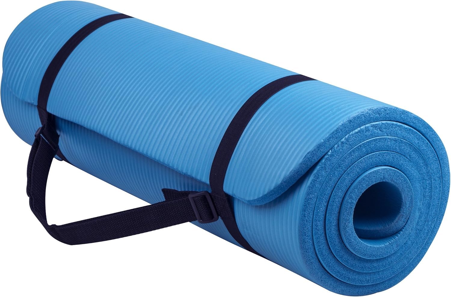 NBR Yoga Mat with Strap Premium Non-Slip Resistant Exercise Mat,1cm Thick, 180cm Length 60cm Width, Perfect for Yoga, Pilates, Stretching, Floor exercise and Toning Workouts