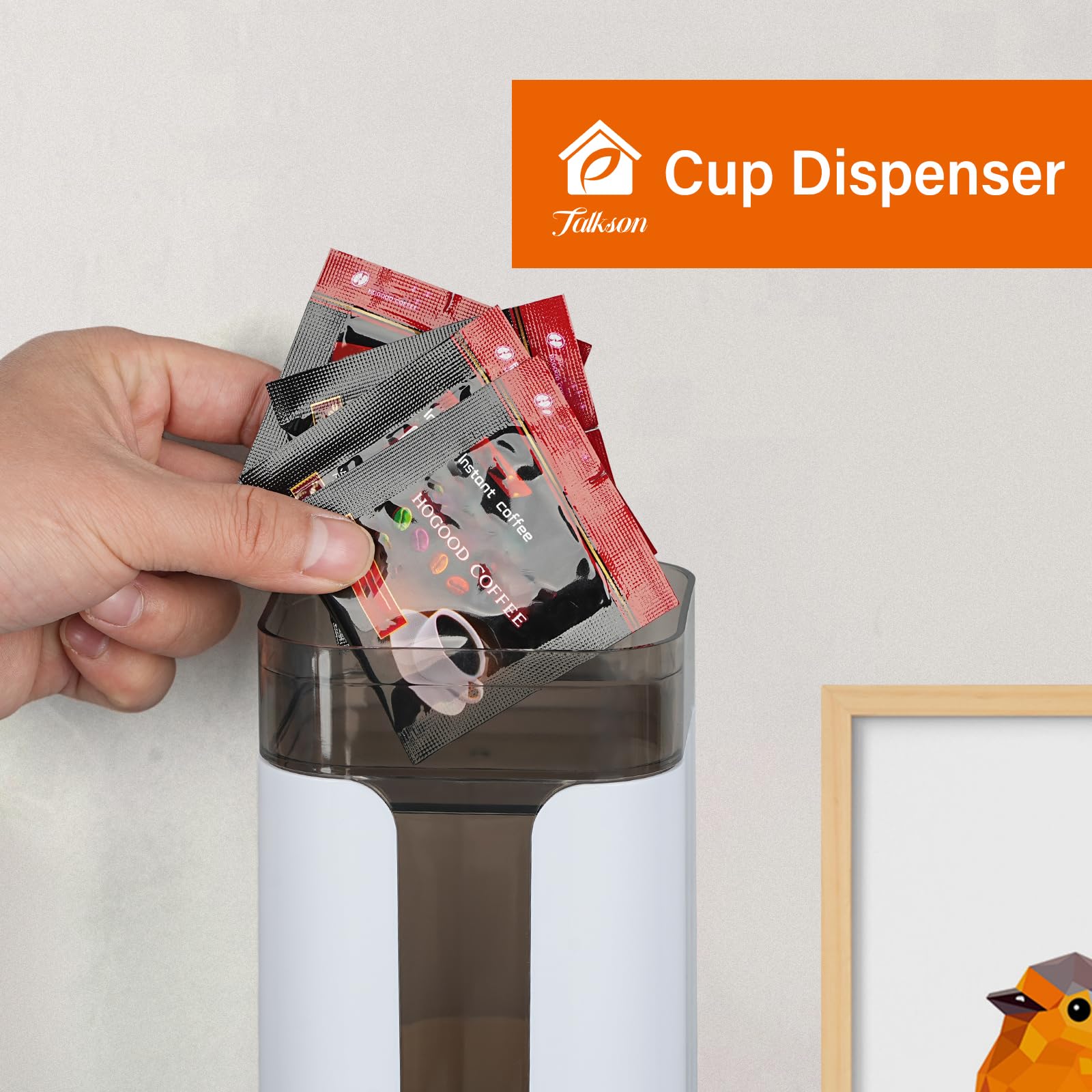 Cup Dispenser, Wall Mount Water Cooler Cup Holder Fit 3-6oz Disposable Cups, Pull Type Cups Holder with Adhesive Plate, Ideal for Home, Bathroom, Office, Hospital, Gym, School