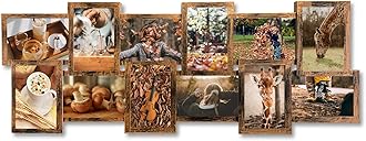 J.M.Deco 12 Opening Picture Collage Frame Wall Decor, 4x6 Photo Collage Frame for Gallery, Ideal Wedding/Christmas Gifts, One-Piece, Retro Brown
