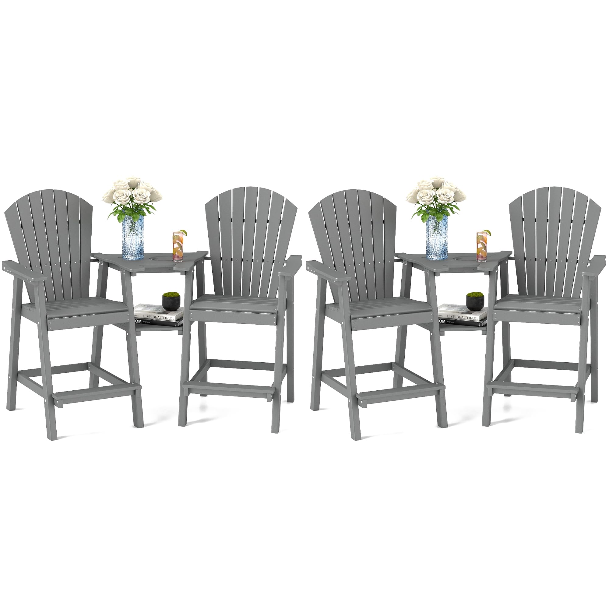 Chipi @様 Firepit Chairs 5 Piece Fire Pit And HDPE Folding Adirondack