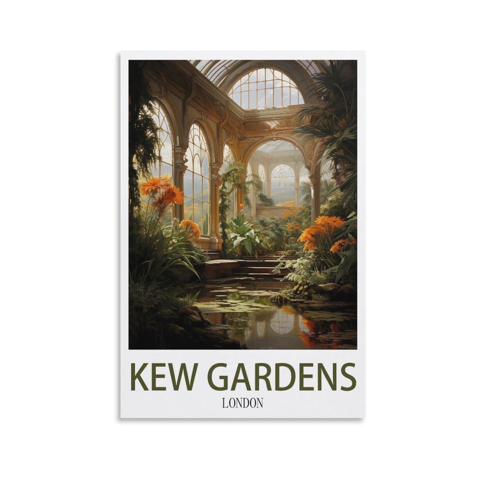 EZMLFA Paint by Numbers for Adults，Kew Gardens LondonPosters Landscape Craft Art Painting DIY Kit Rolled Canvas Without Frame 30x40CM