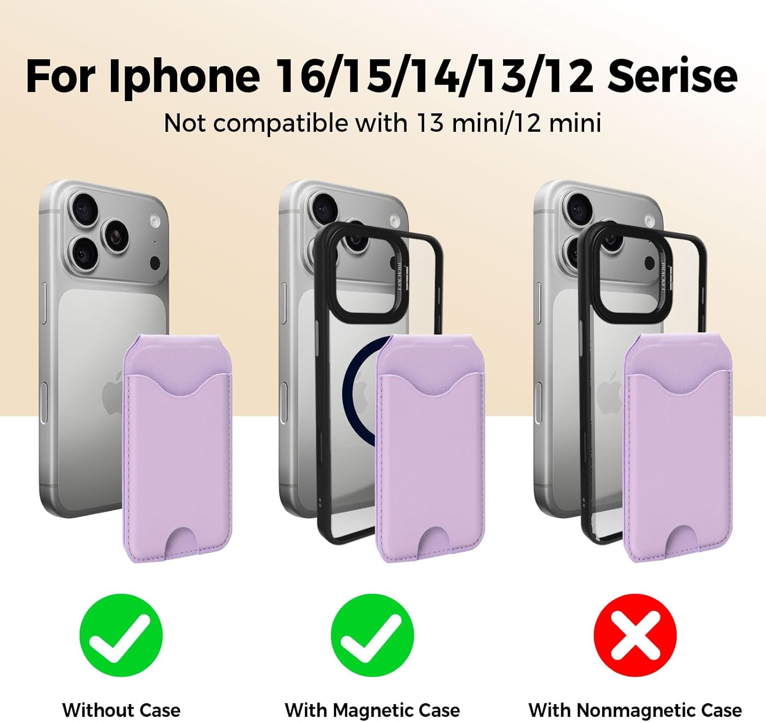 Upgraded for MagSafe Wallet with Makeup mirror，Stronger Magnetic rfid blocking Wallet for iPhone Air 17 16 15 14 13 12 Pro Max,4 Cards Holder with Adjustable Stand(Lavender) - Image 6