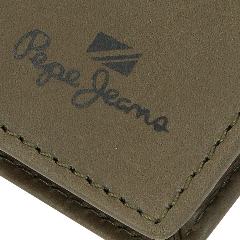 Pepe Jeans Staple Cartera Vertical con Tarjetero y Cierre de Click Verde 8,5x10,5x1 cms Piel by Joumma Bags