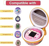Vista 7 de Funda LTGEM Compatible con Tamagotchi Pix/Tamagotchi Original, Funda Protectora de Transporte con Cordón para el Cuello (Naranja)