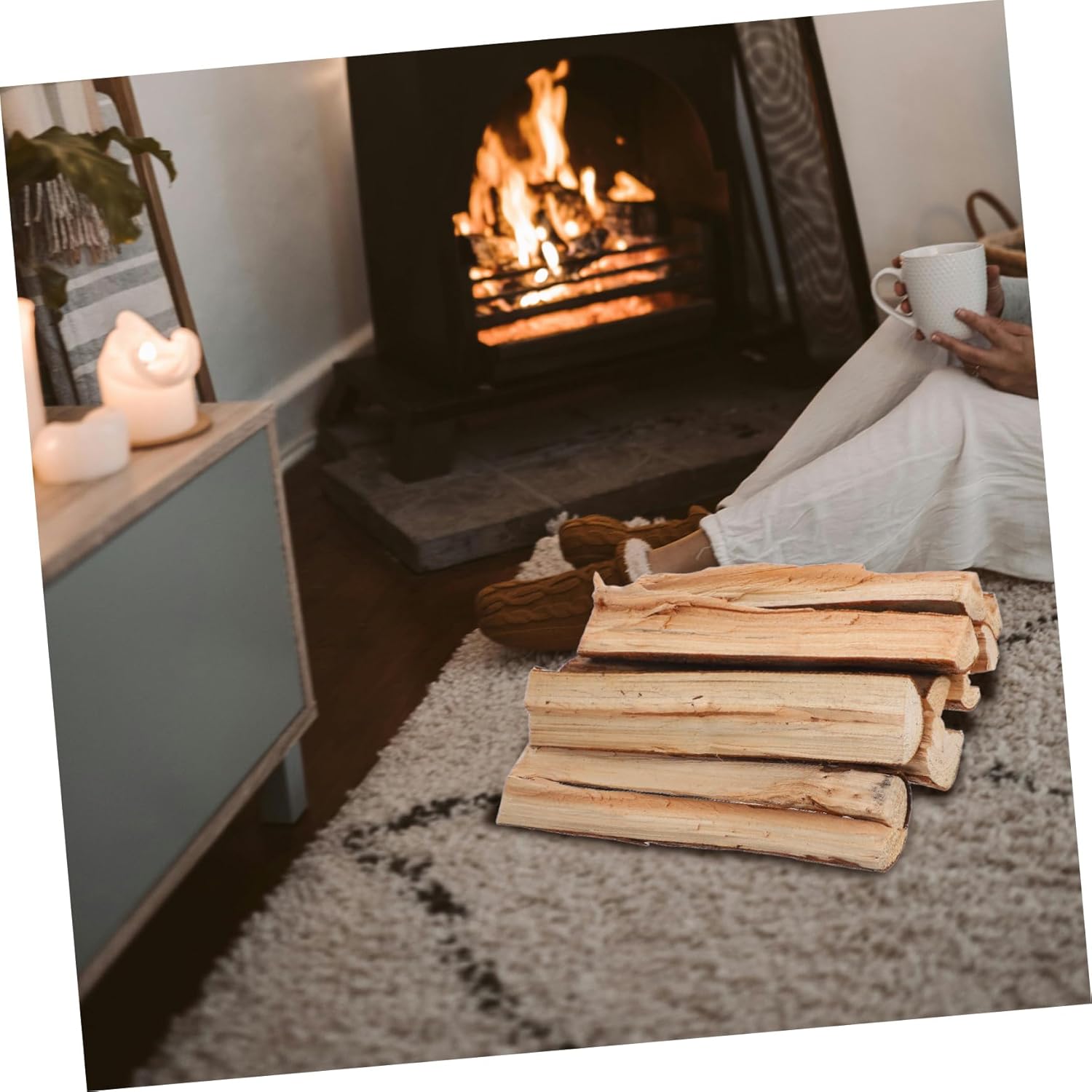 10pcs Faux Logs for Fireplace Inserts Rustic Indoor Decor for Cozy Living Spaces for Bonfire Parties and Enhancing Fireplace Atmosphere