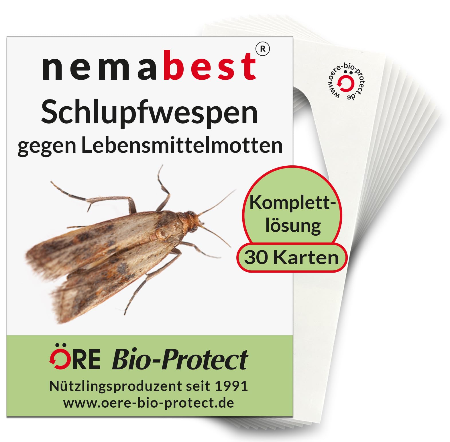 nemabest® Schlupfwespen gegen Lebensmittelmotten – 30 Karten (10 Karten à 3 Lieferungen) zur effektiven Bekämpfung - biologische Alternative zur Mottenfalle oder Pheromonfalle
