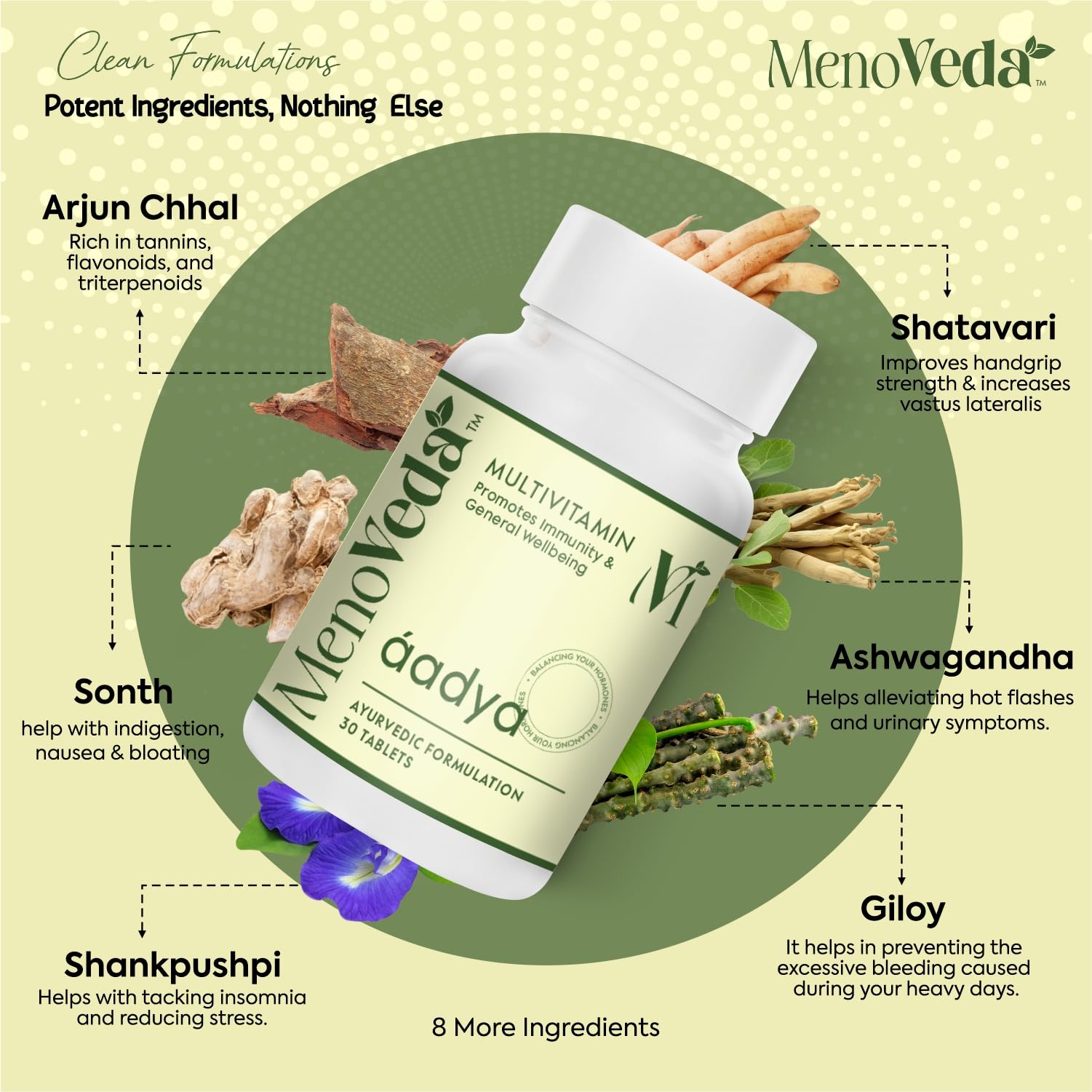 Menoveda Aadya Multivitamin for Women -30 Tablets (Pack of 3) Ayurvedic Multivitamin Supplement for Immunity, Energy & Hormone Balance | Daily Women’s Vitamins for General Wellbeing | Herbal Nutritional Support 2