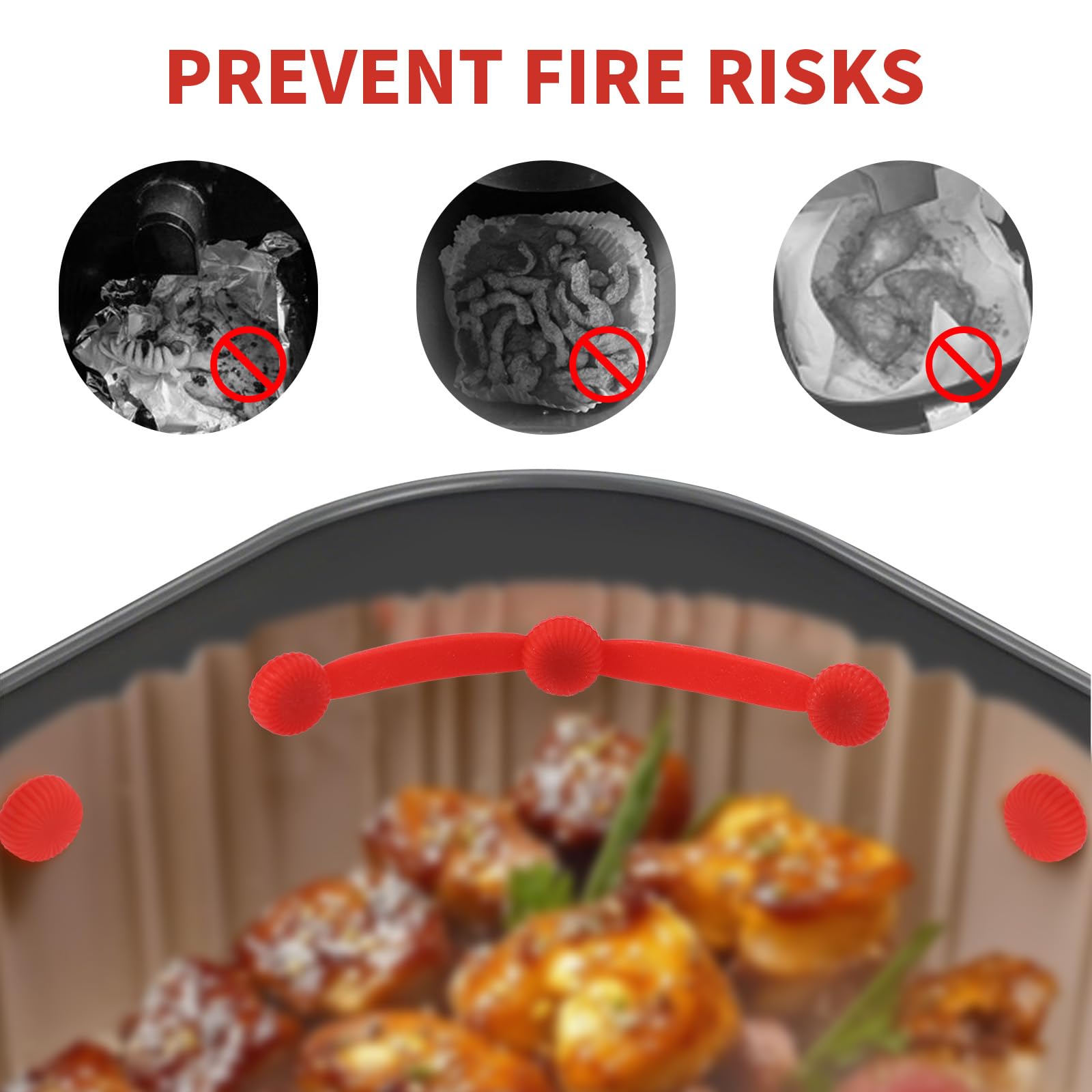 Lot De 4 Aimants En Silicone Pour Friteuse à Air, 2 Longues Bandes En