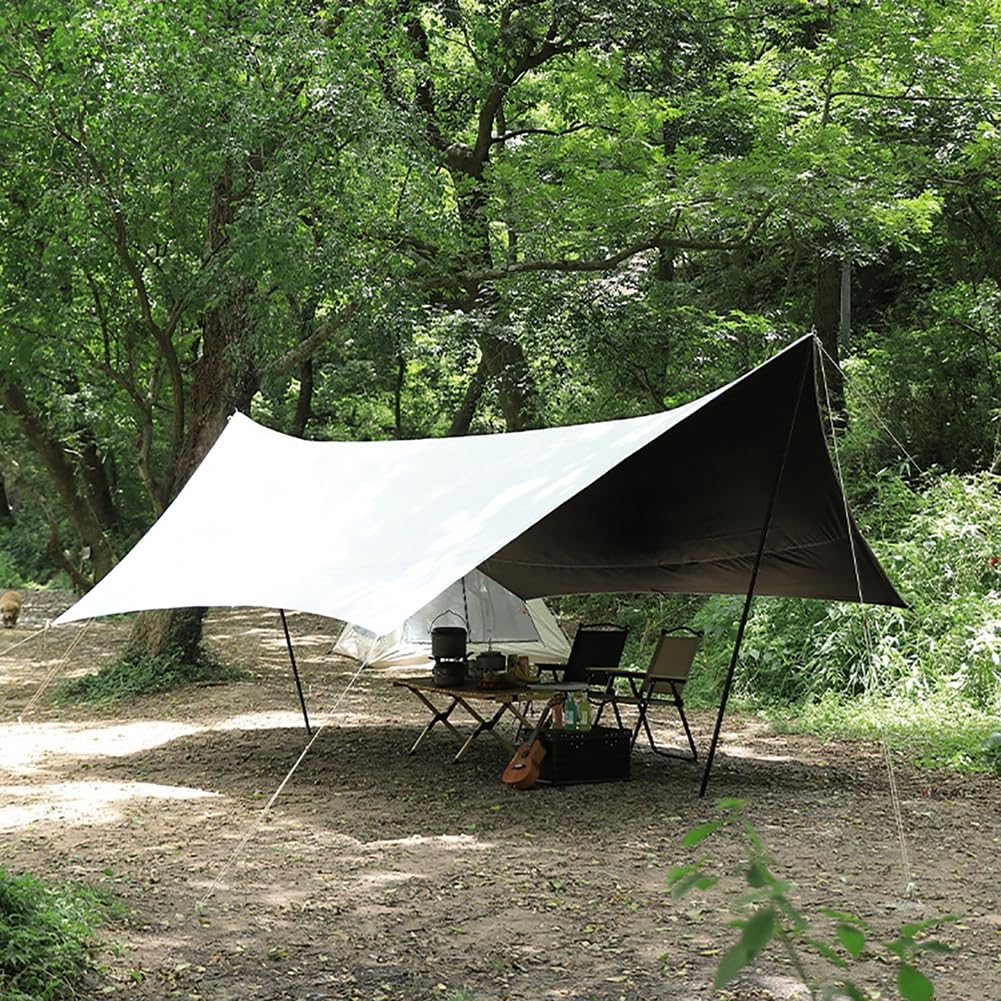 Outdoor Camping Tarp 550x440 Große Tarp Wasserdicht Ultraleicht Multifunktionales Zeltplane UV Schutz Sonnensegel Zelt für Wandern Picknick Camping Outdoor-Aktivitäten